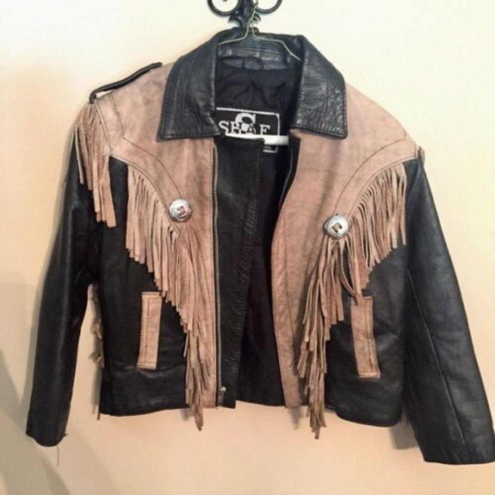 Kid's Shaf Vintage‎ fringe moto motorcycle jacket